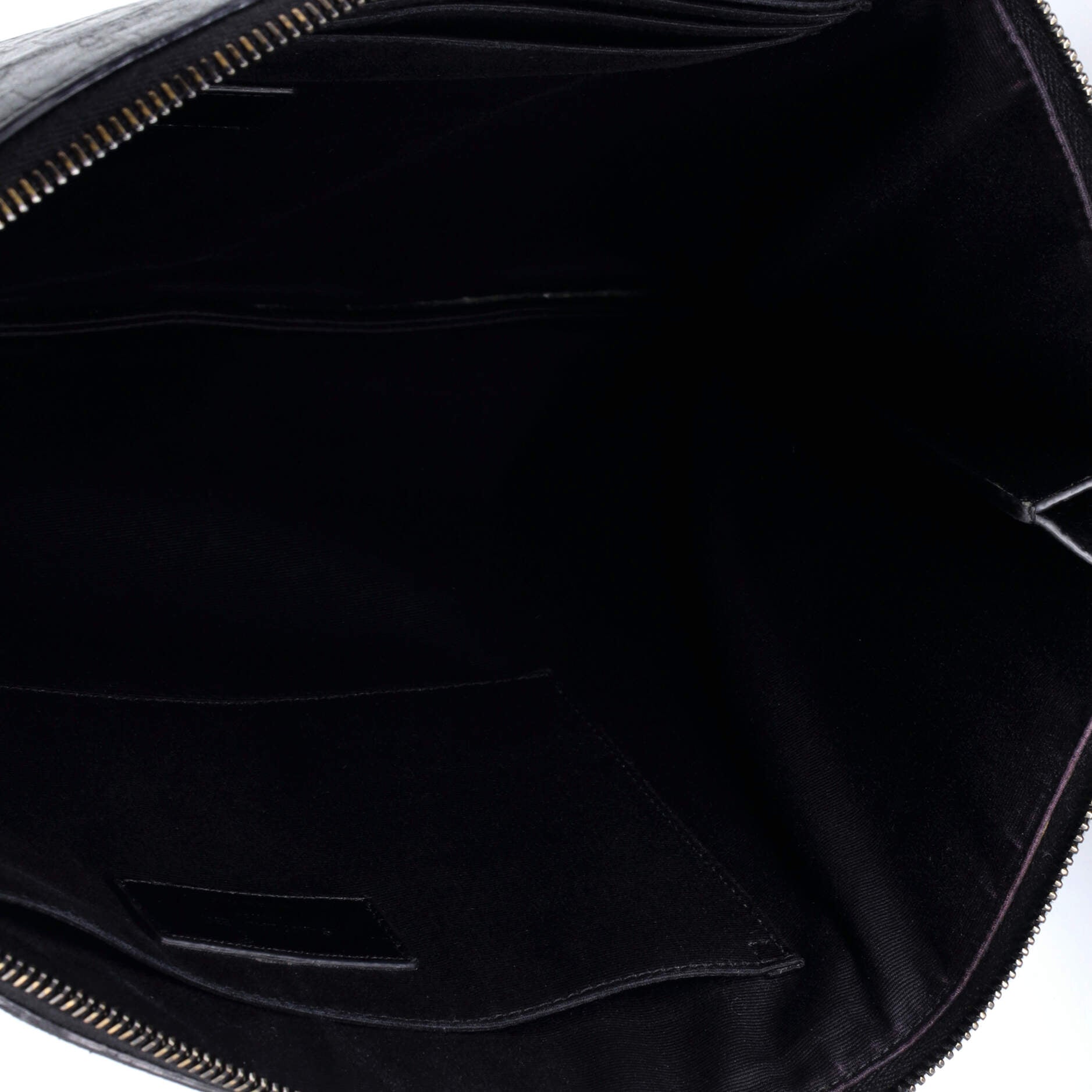 Classic Monogram Zip Pouch Crocodile Embossed Leather Large