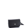 Triangle Logo Full Flap Shoulder Bag Saffiano Leather