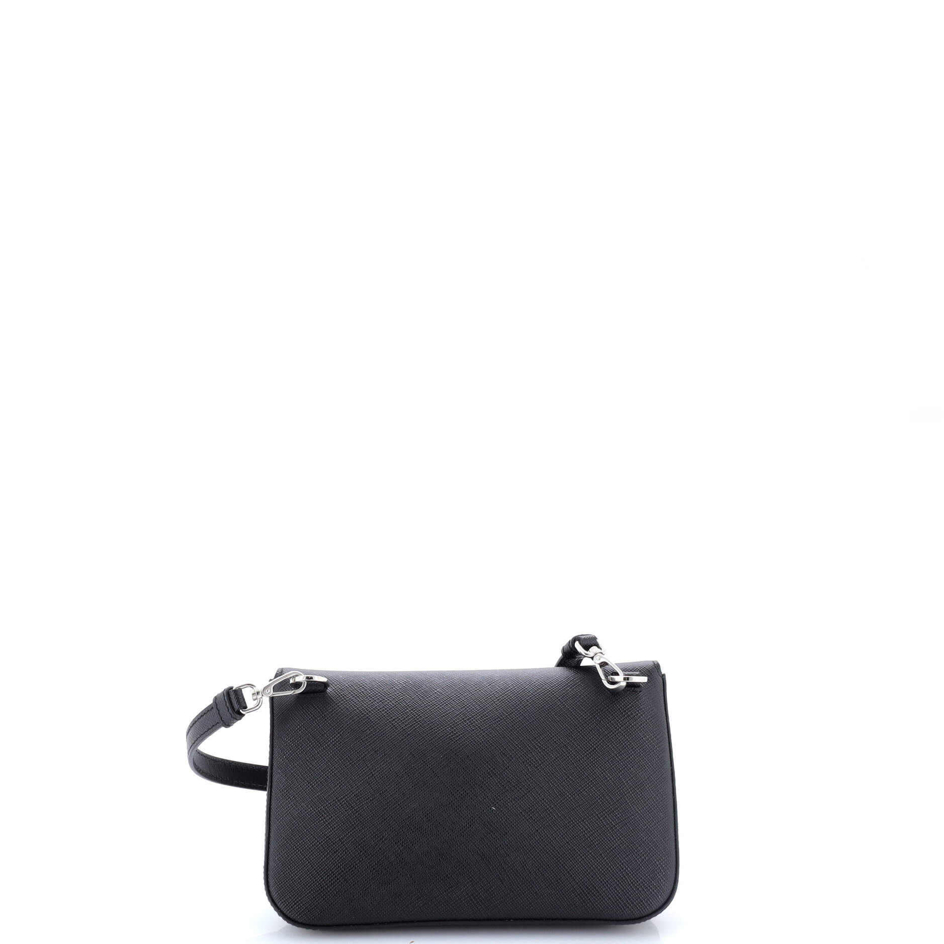 Triangle Logo Full Flap Shoulder Bag Saffiano Leather