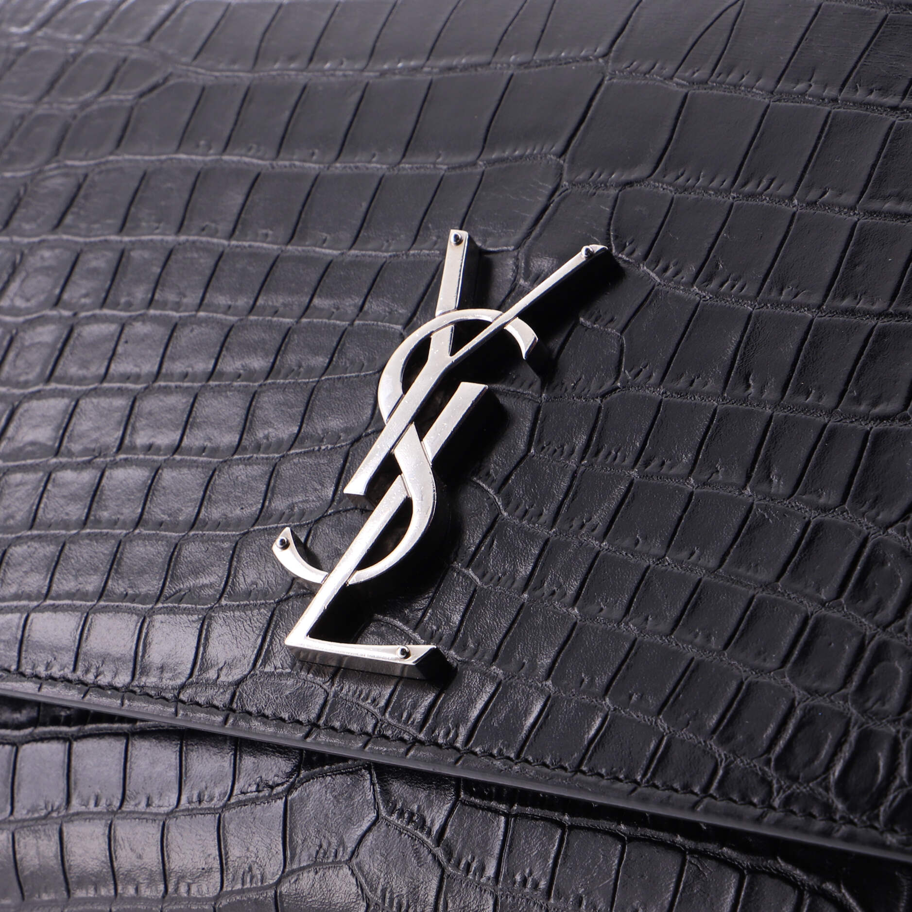 Classic Monogram Crossbody Bag Crocodile Embossed Leather Large