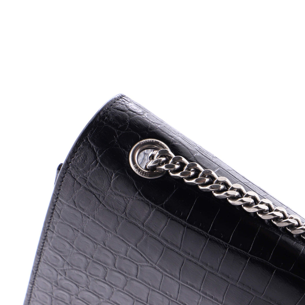 Classic Monogram Crossbody Bag Crocodile Embossed Leather Large