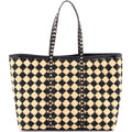 Rockstud Shopping Bag Check Embroidered Raffia Large