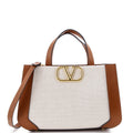 VLogo Shopper Tote Canvas and Leather Small