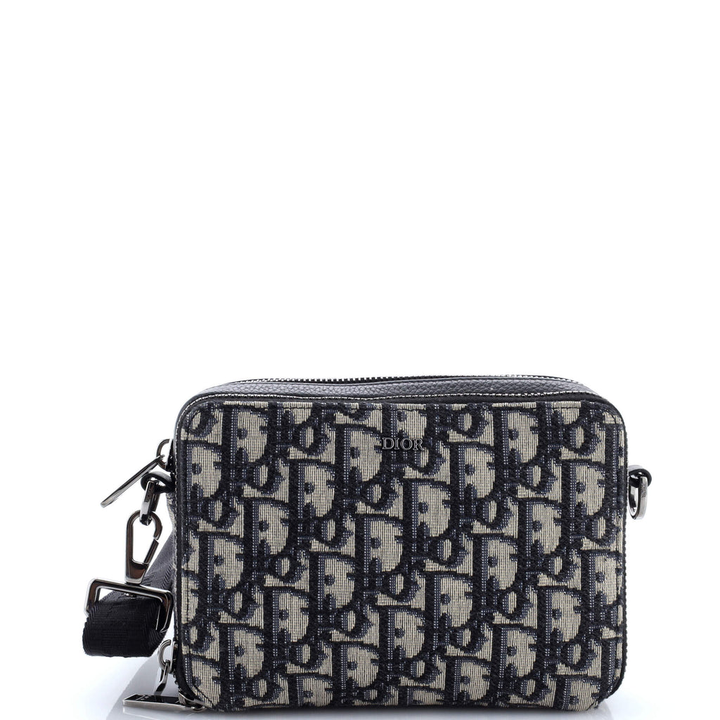 Double Zip Crossbody Pouch Oblique Canvas