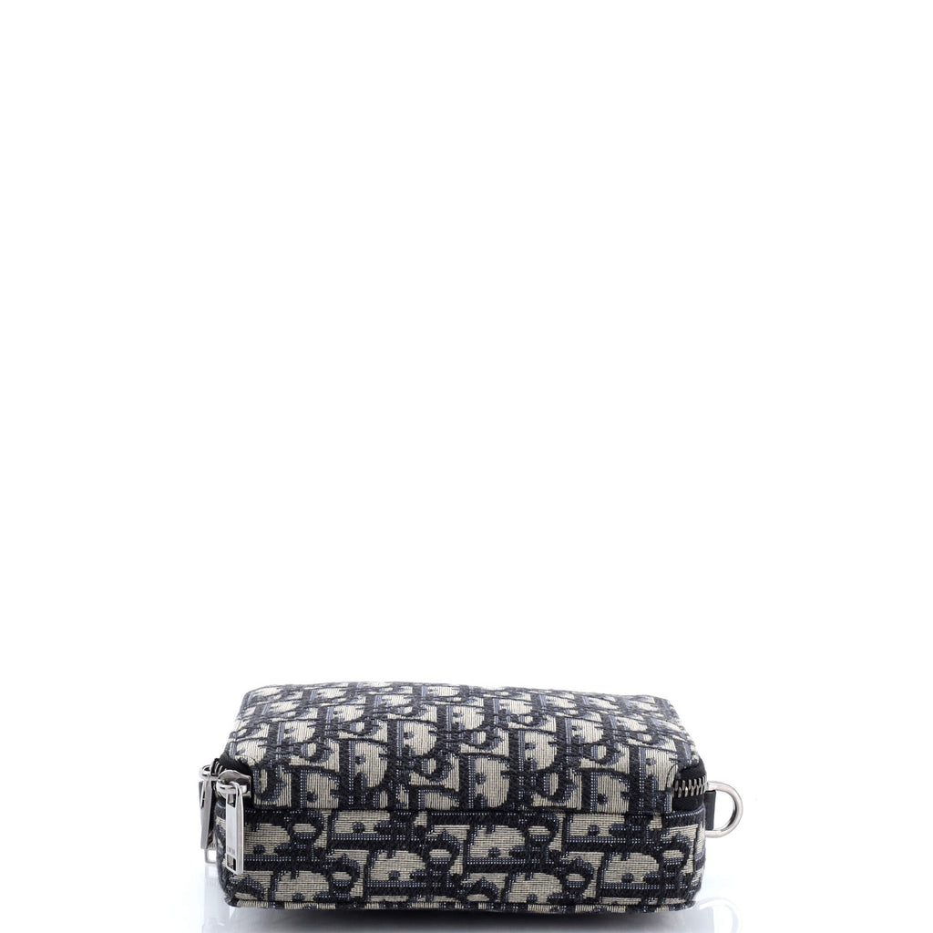 Double Zip Crossbody Pouch Oblique Canvas
