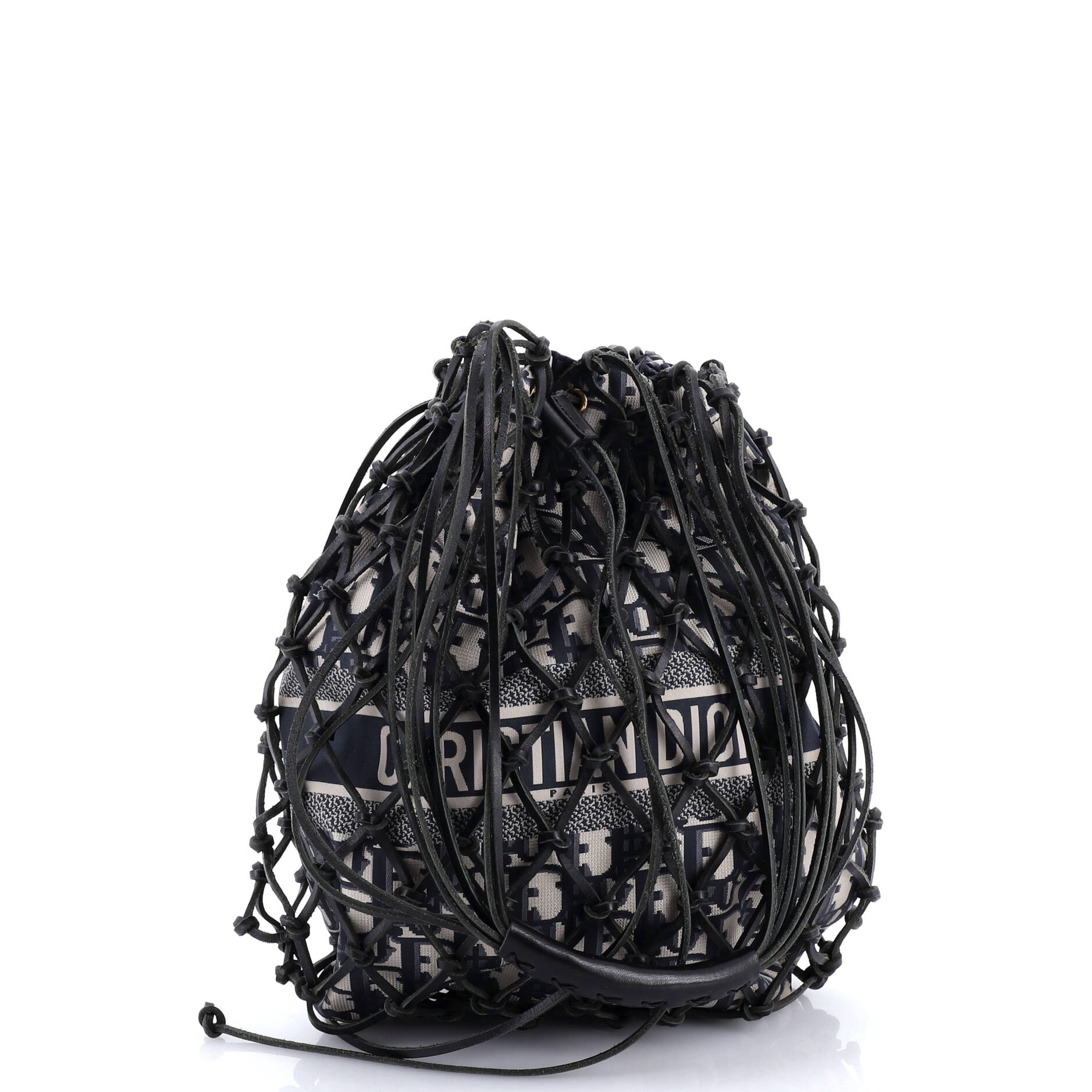 Drawstring Net Tote Diorissimo Canvas and Leather