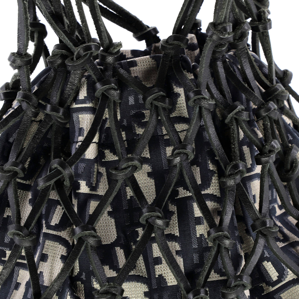 Drawstring Net Tote Diorissimo Canvas and Leather