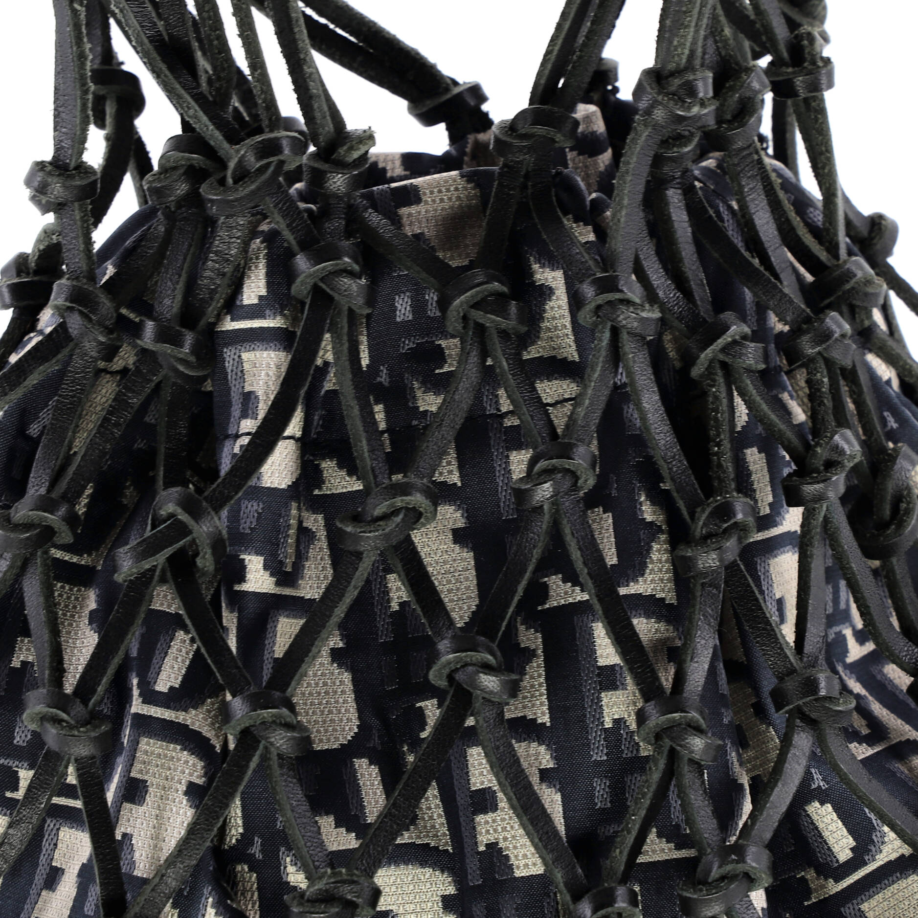 Drawstring Net Tote Diorissimo Canvas and Leather