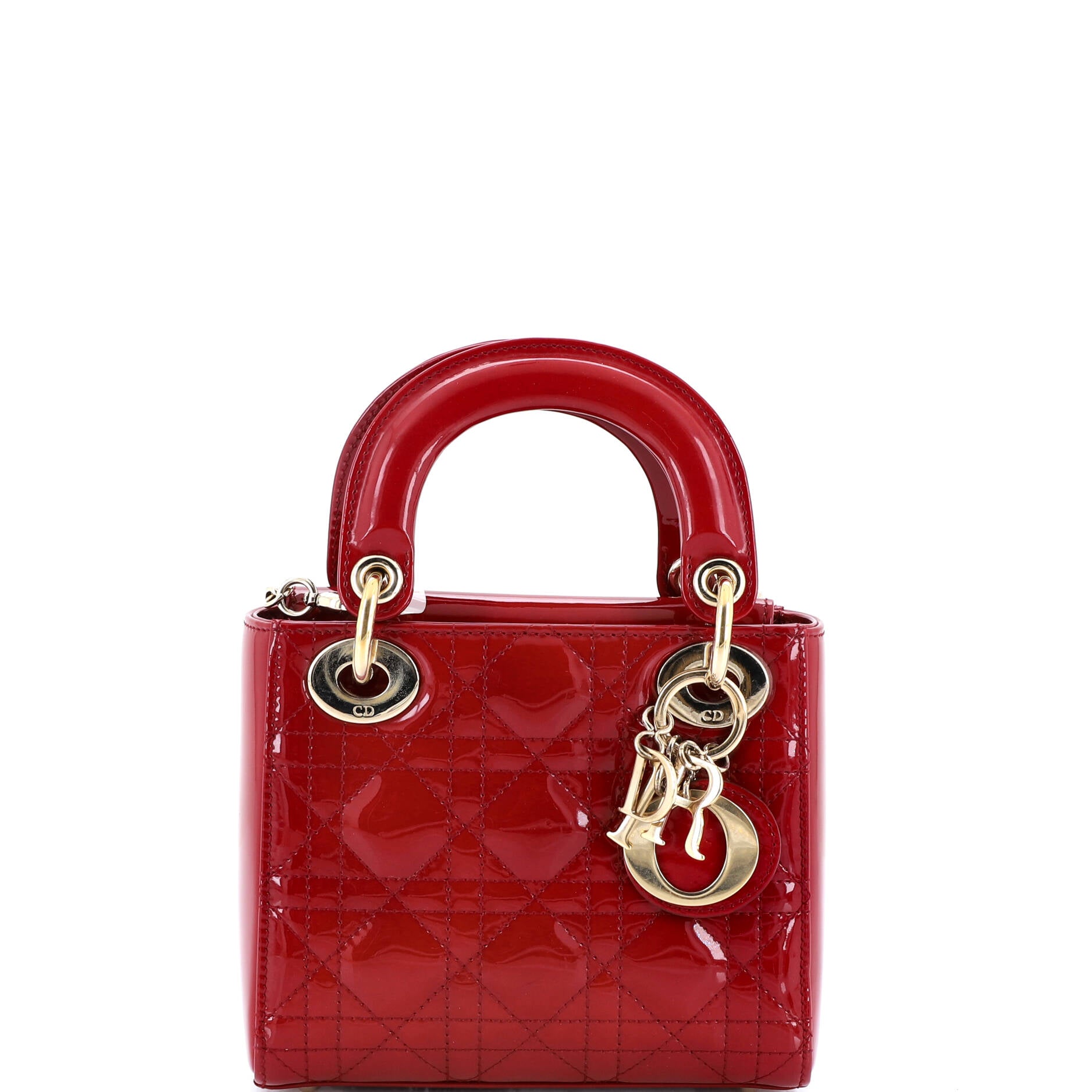 Lady Dior Chain Bag Cannage Quilt Patent Mini