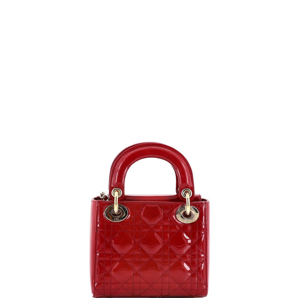 Lady Dior Chain Bag Cannage Quilt Patent Mini