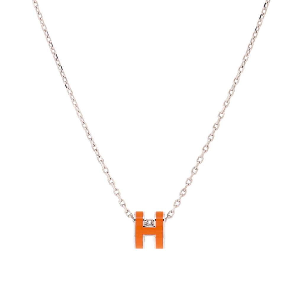 Pop H Pendant Chain Necklace Metal and Enamel Mini