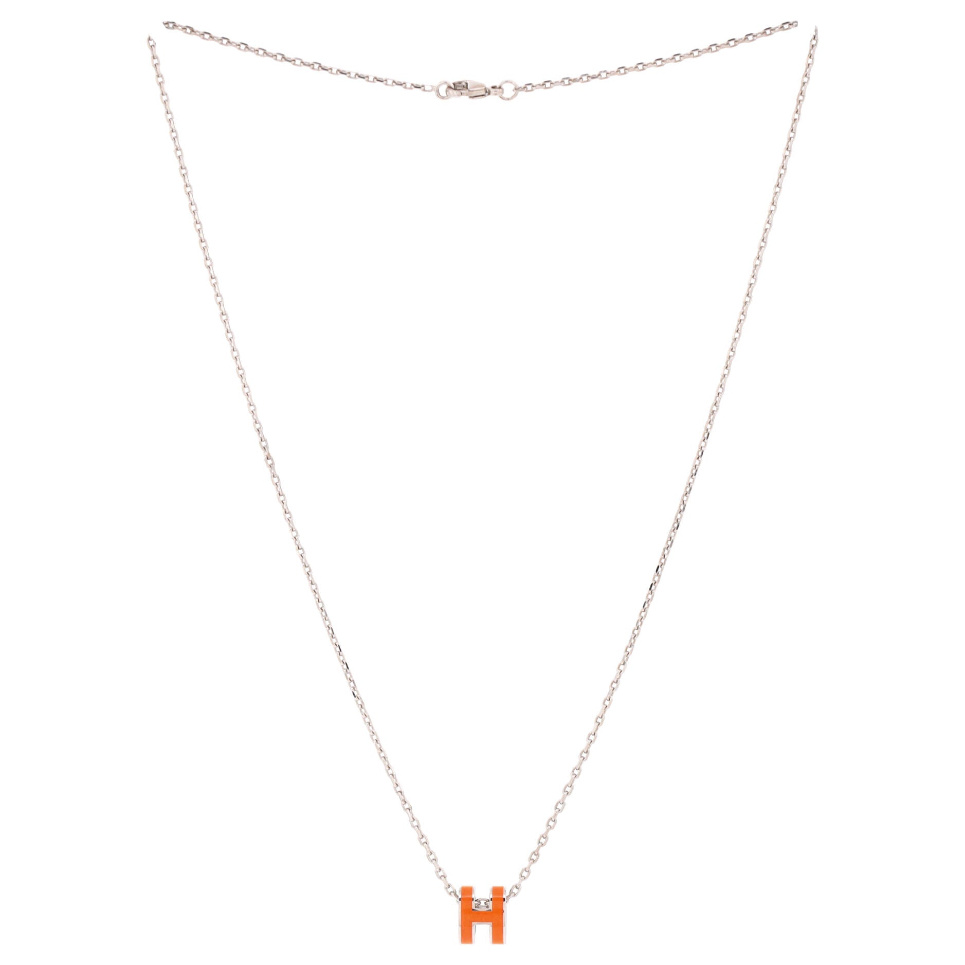 Pop H Pendant Chain Necklace Metal and Enamel Mini