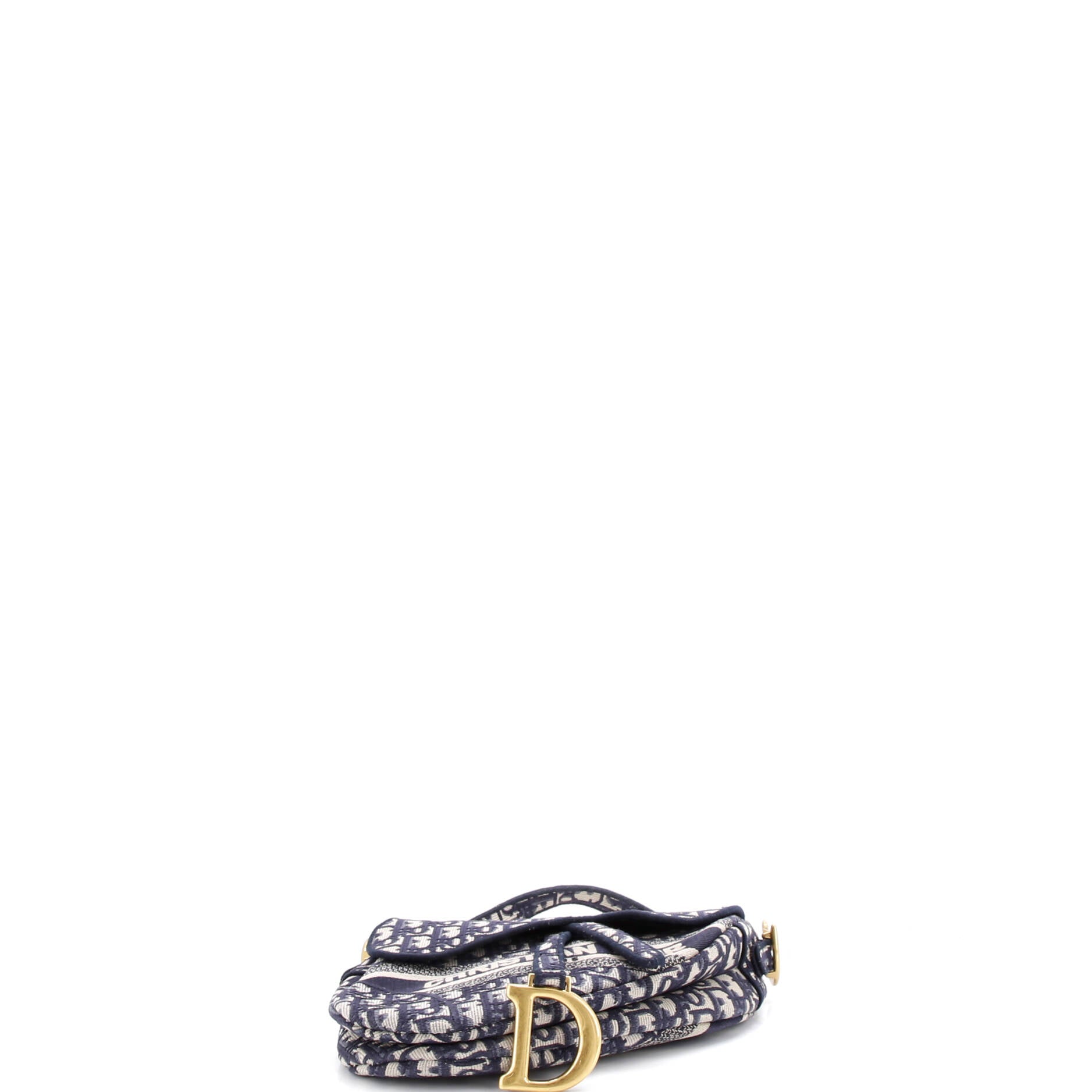 Saddle Handbag Logo Embroidered Oblique Canvas Medium