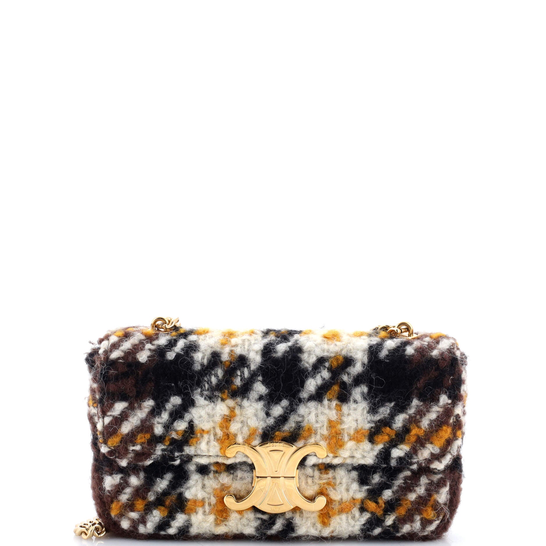 Triomphe Chain Shoulder Bag Shearling Small