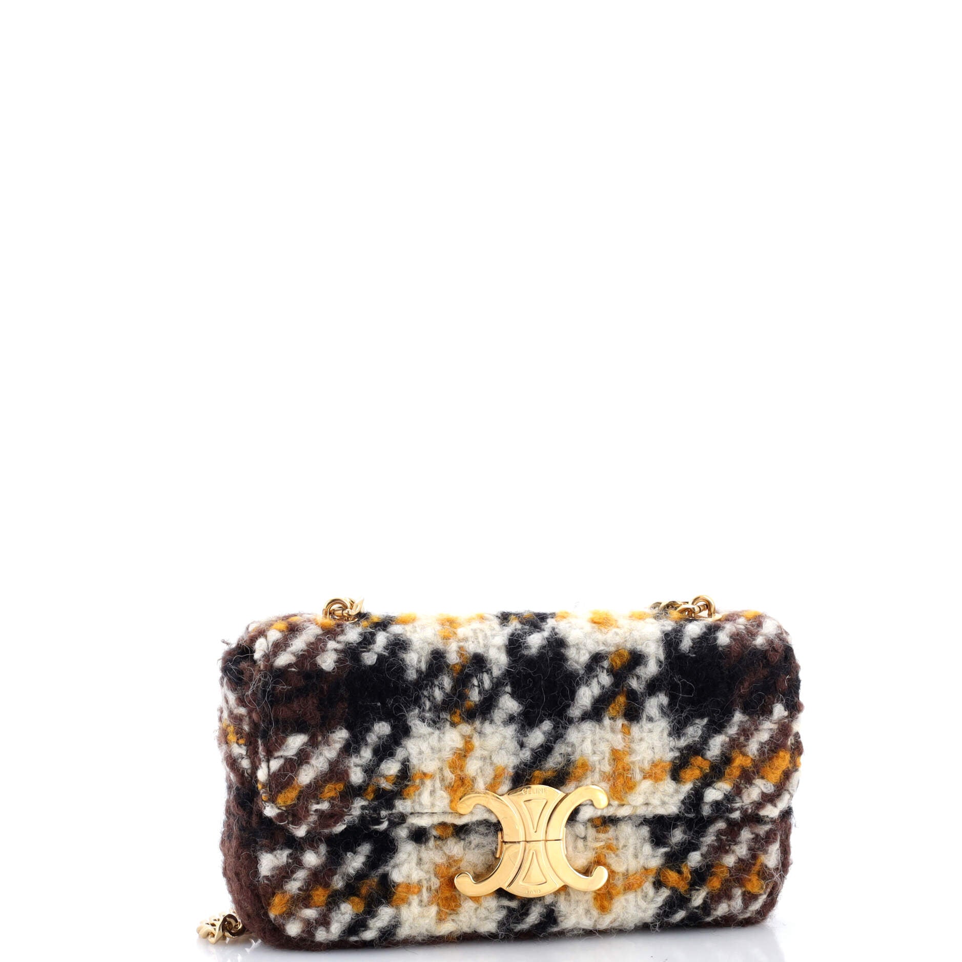Triomphe Chain Shoulder Bag Shearling Small