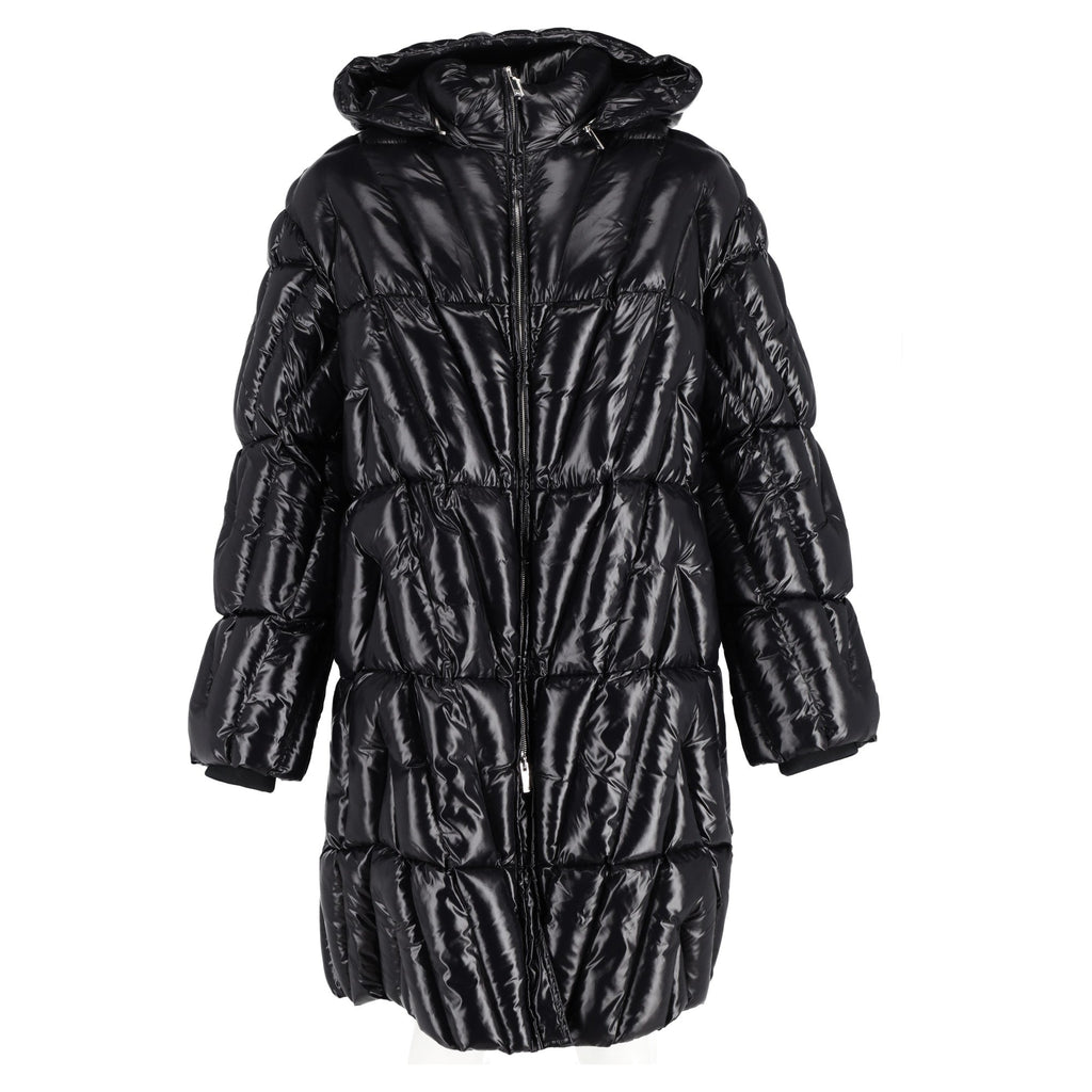Valentino Garavani Glossy Quilted-Shell Hooded Jacket in Black Polyamide