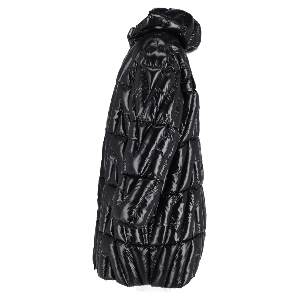 Valentino Garavani Glossy Quilted-Shell Hooded Jacket in Black Polyamide