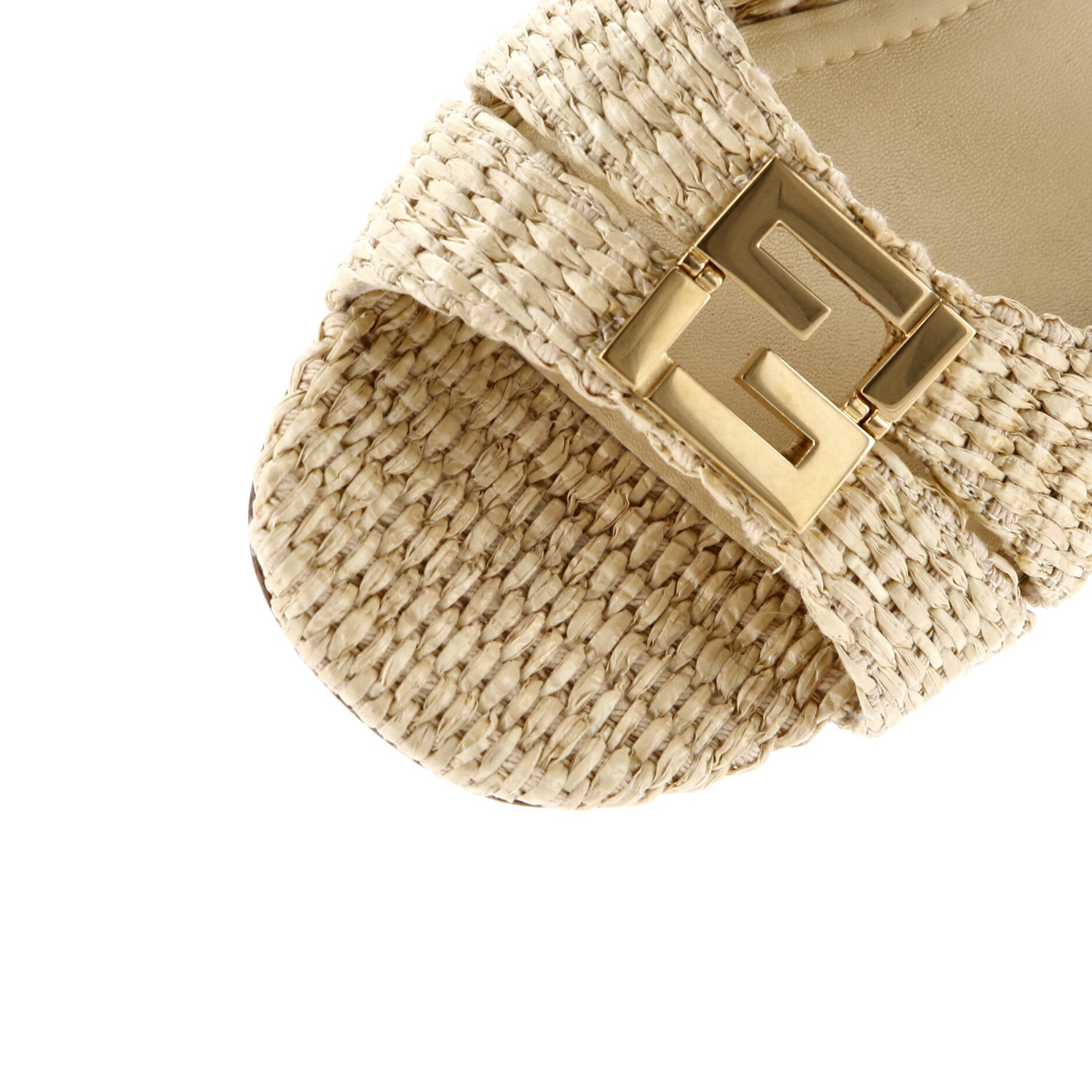 Women's FF Fold Heeled Mules Raffia