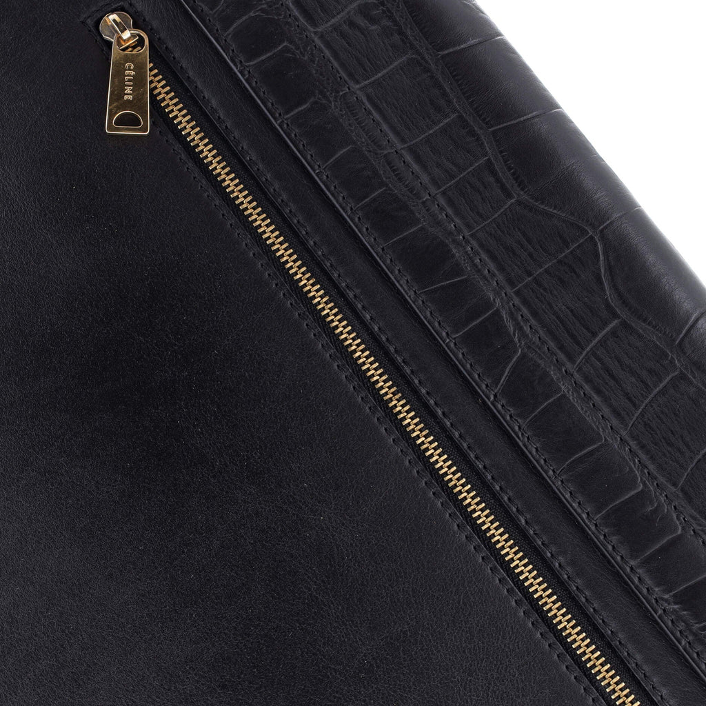 Trapeze Bag Crocodile Embossed Leather Large