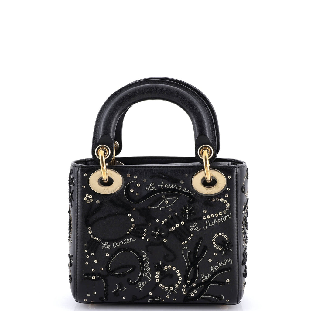 Lady Dior Chain Bag Embroidered Calfskin Mini