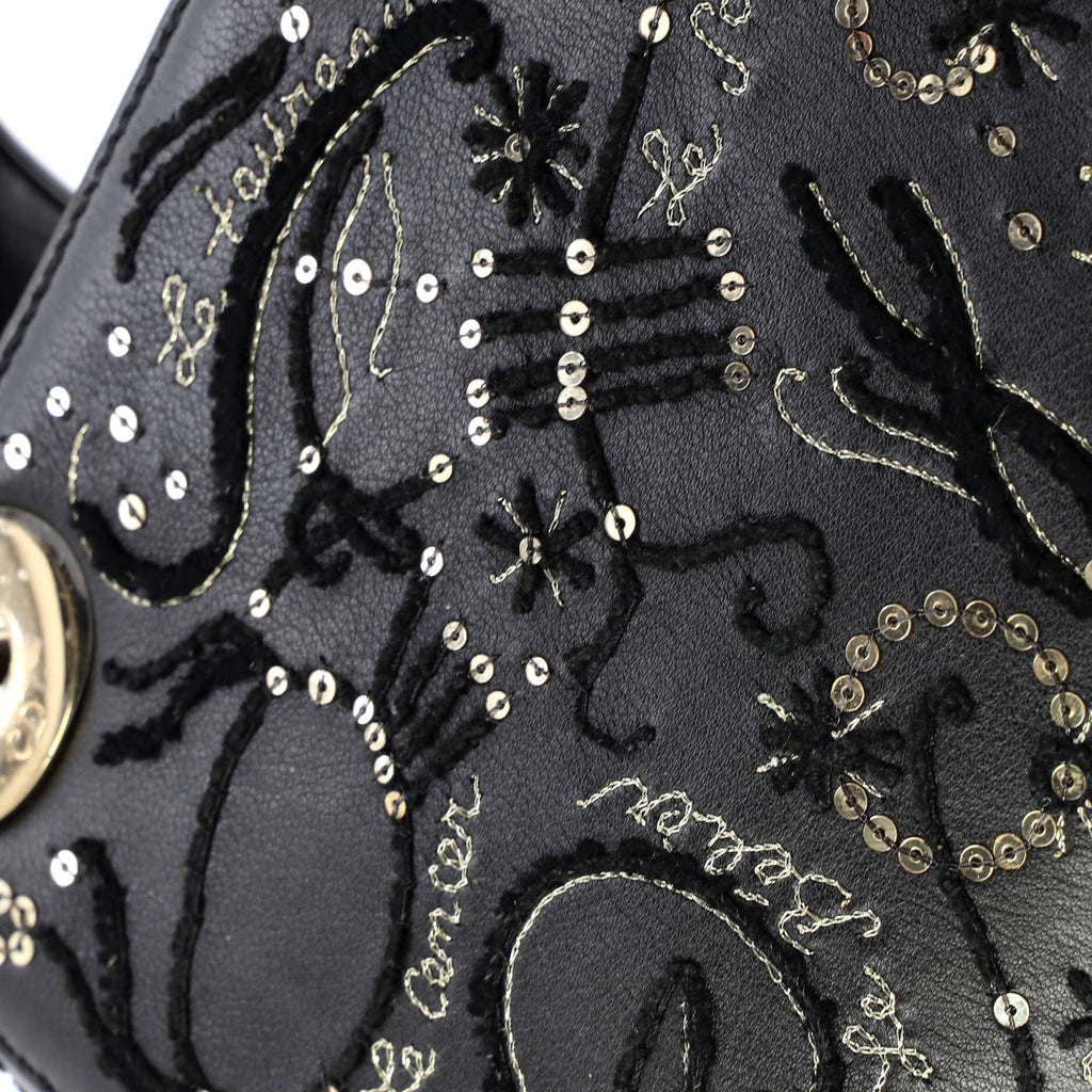 Lady Dior Chain Bag Embroidered Calfskin Mini