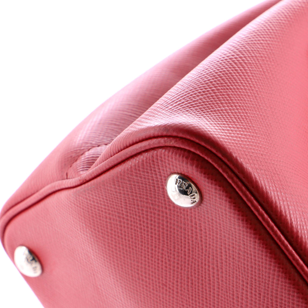 Half Flap Double Turn Lock Satchel Saffiano Leather Medium