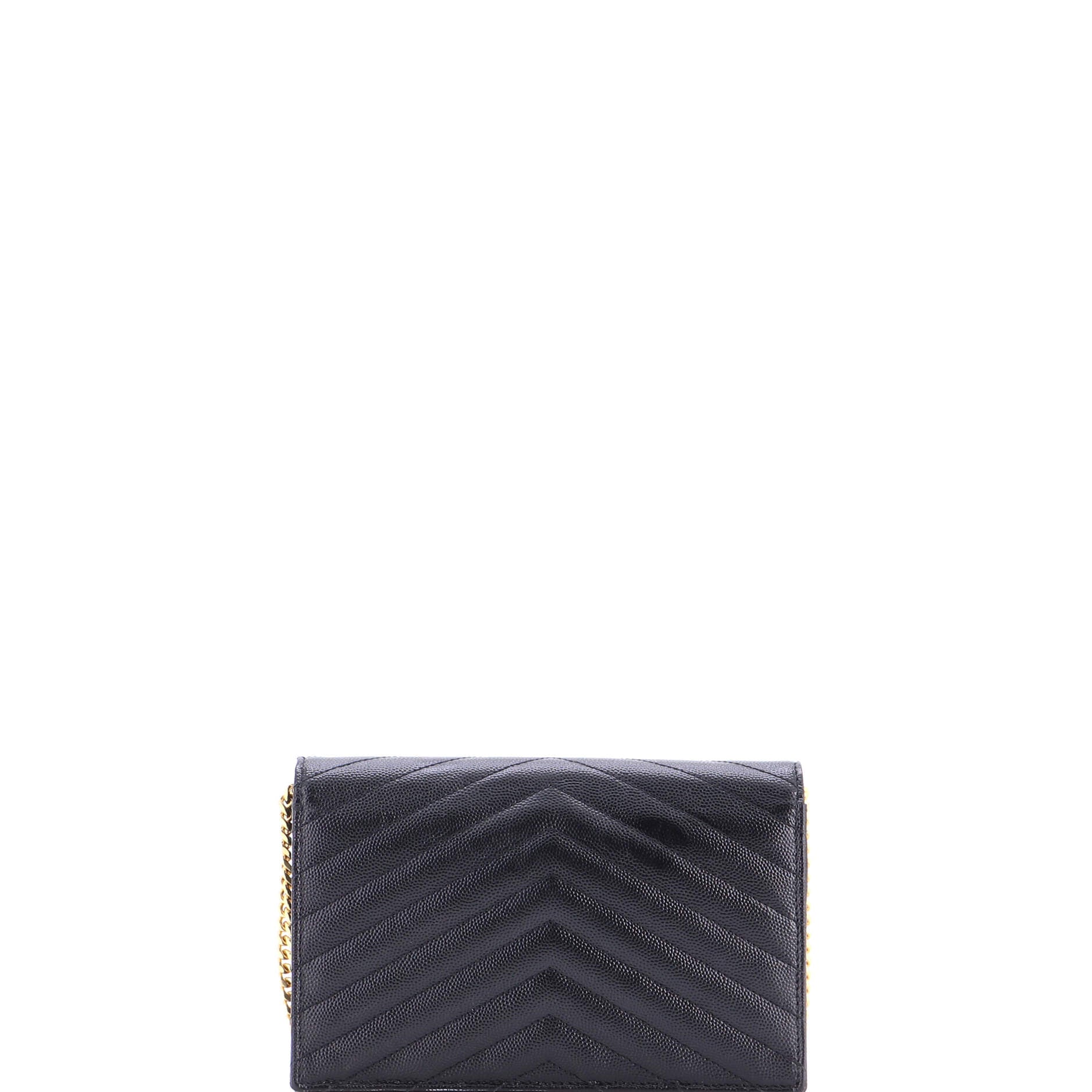 Classic Monogram Wallet on Chain Matelasse Chevron Leather Small