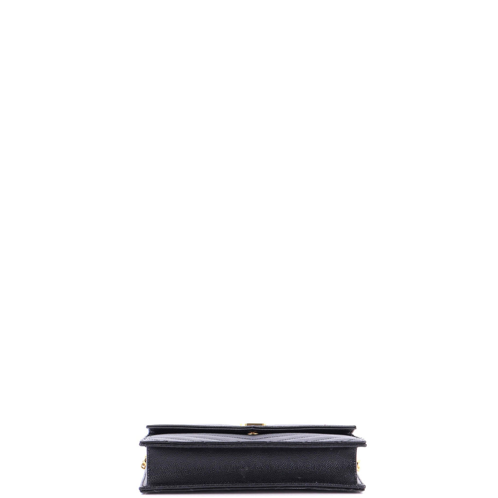 Classic Monogram Wallet on Chain Matelasse Chevron Leather Small