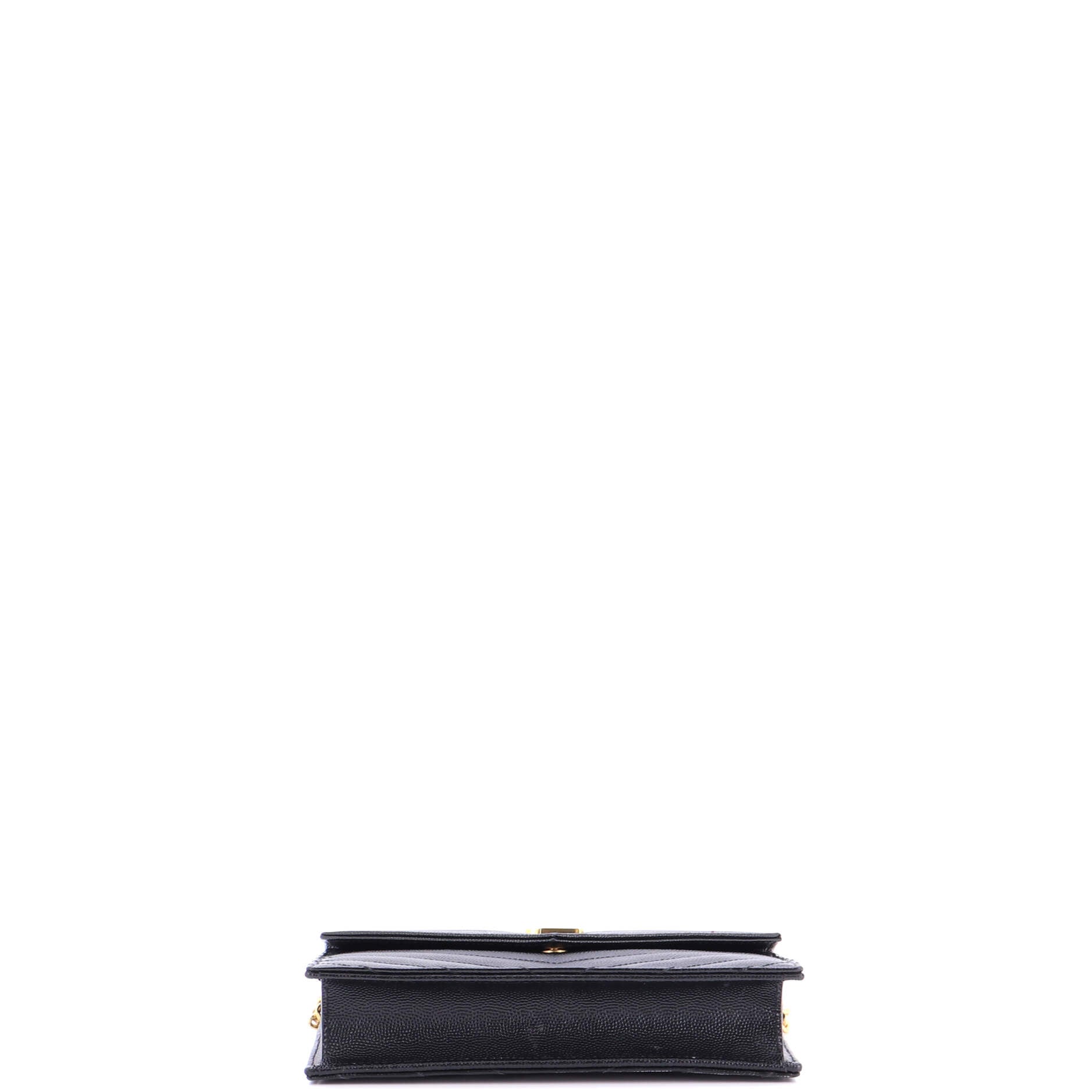 Classic Monogram Wallet on Chain Matelasse Chevron Leather Small