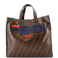 Mania Logo Shopper Tote Zucca Coated Canvas Large