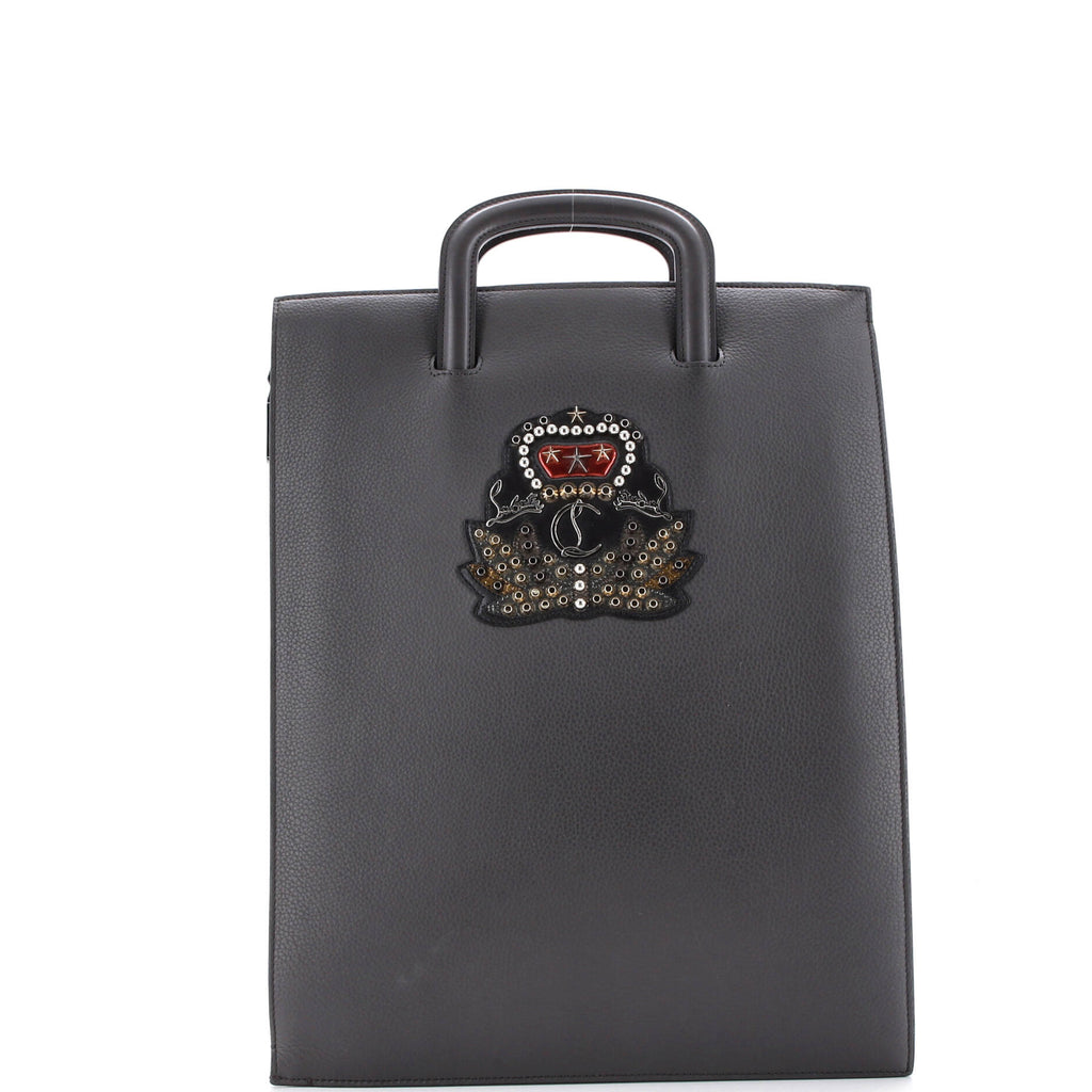 Trictrac Portfolio Bag Embroidered Studded Leather Large