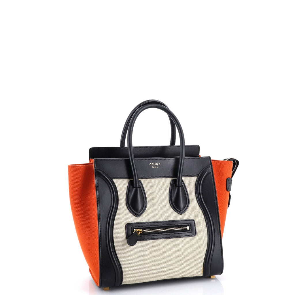 Tricolor Luggage Bag Canvas and Leather Micro