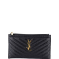 Classic Monogram Zip Bill Pouch Matelasse Chevron Leather Medium