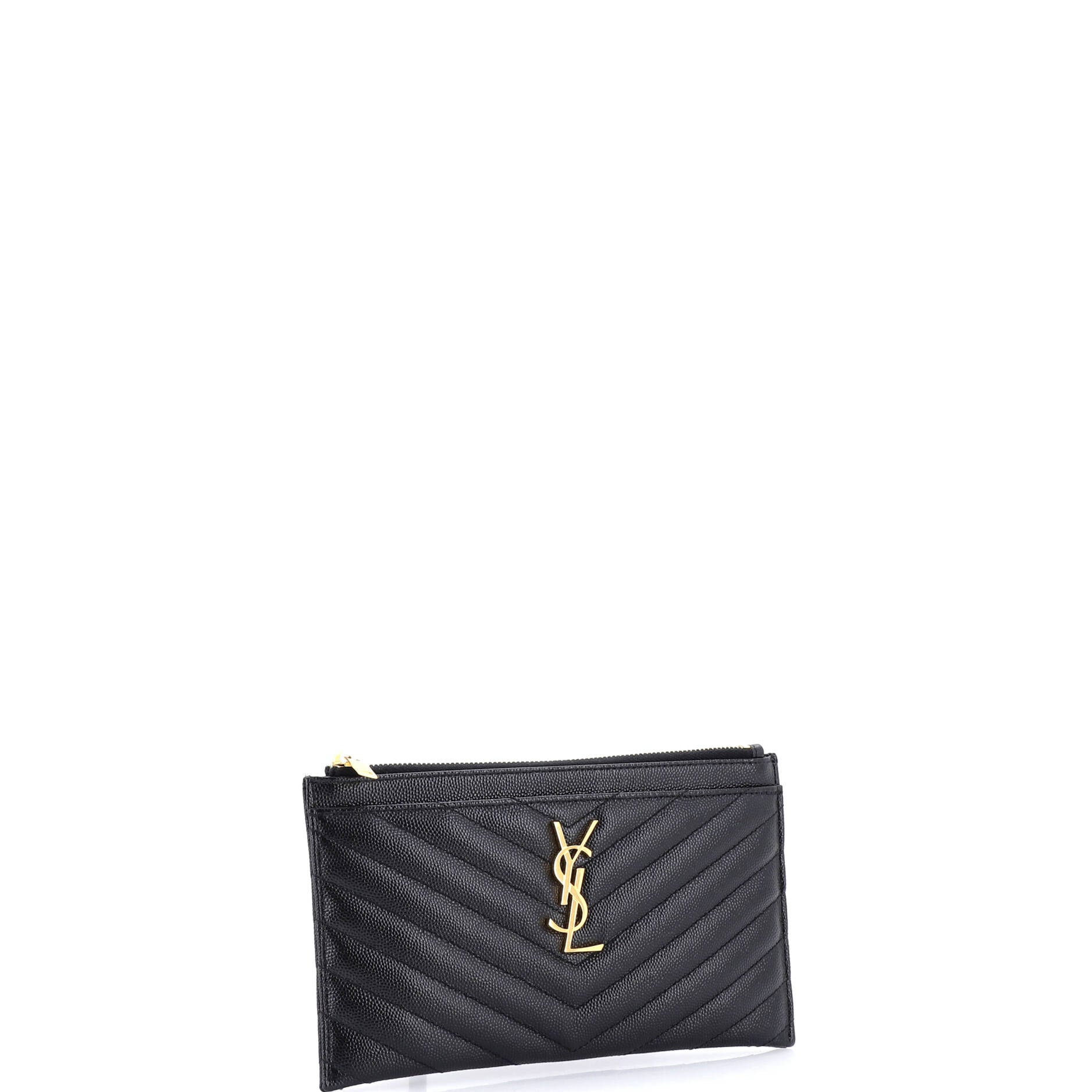 Classic Monogram Zip Bill Pouch Matelasse Chevron Leather Medium