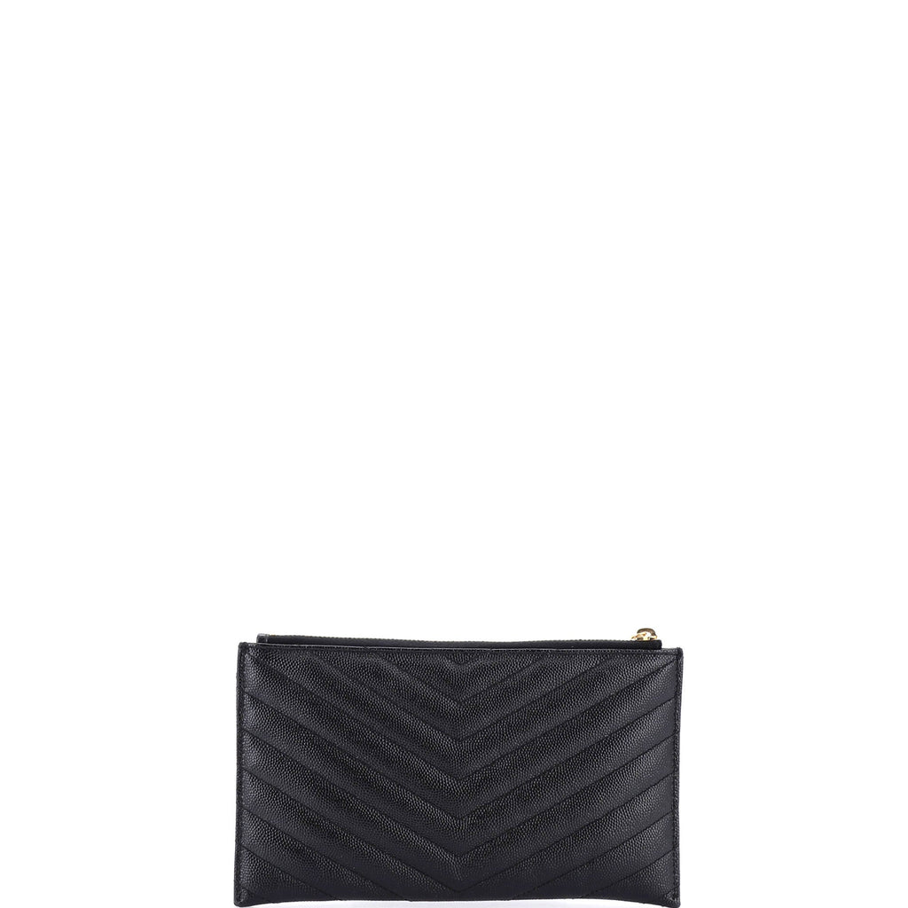 Classic Monogram Zip Bill Pouch Matelasse Chevron Leather Medium