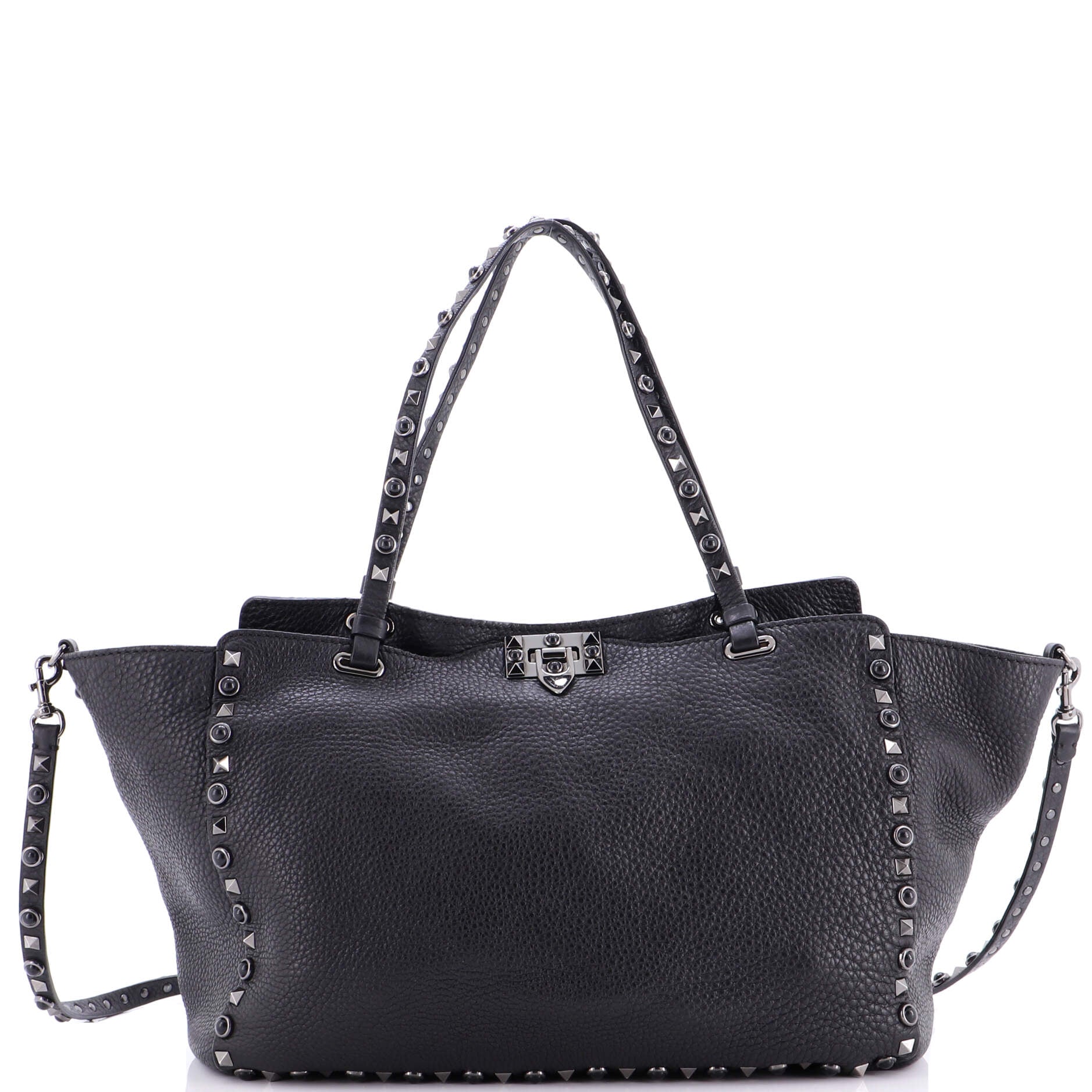 Rolling Rockstud Tote Leather with Cabochons Medium