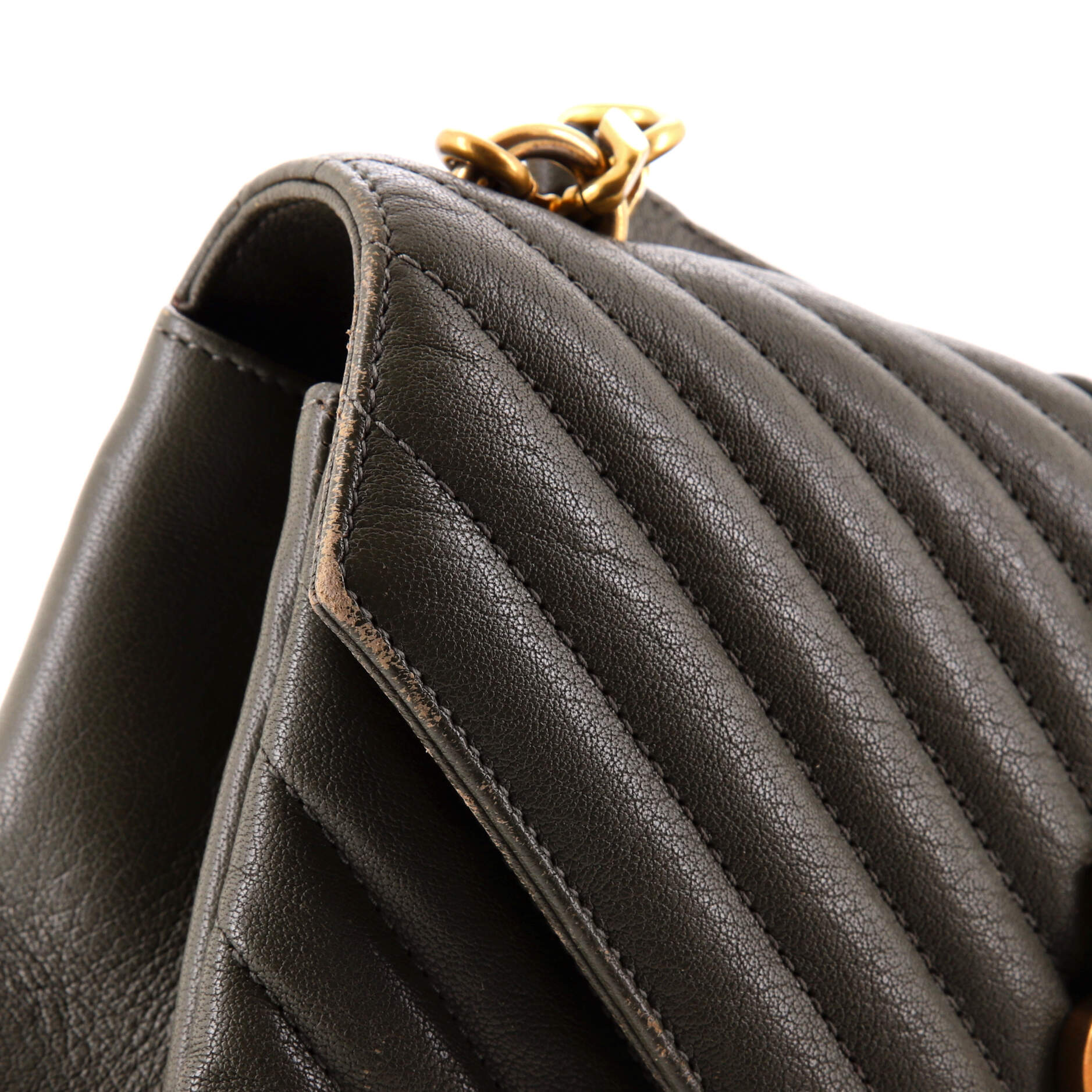 Classic Monogram College Bag Matelasse Chevron Leather Medium