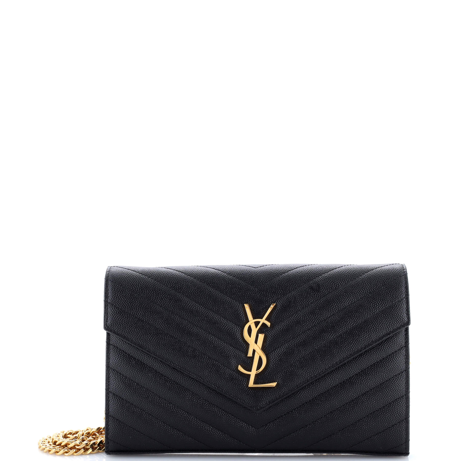 Classic Monogram Wallet on Chain Matelasse Chevron Leather Medium