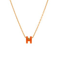 Pop H Pendant Chain Necklace Metal and Enamel Mini