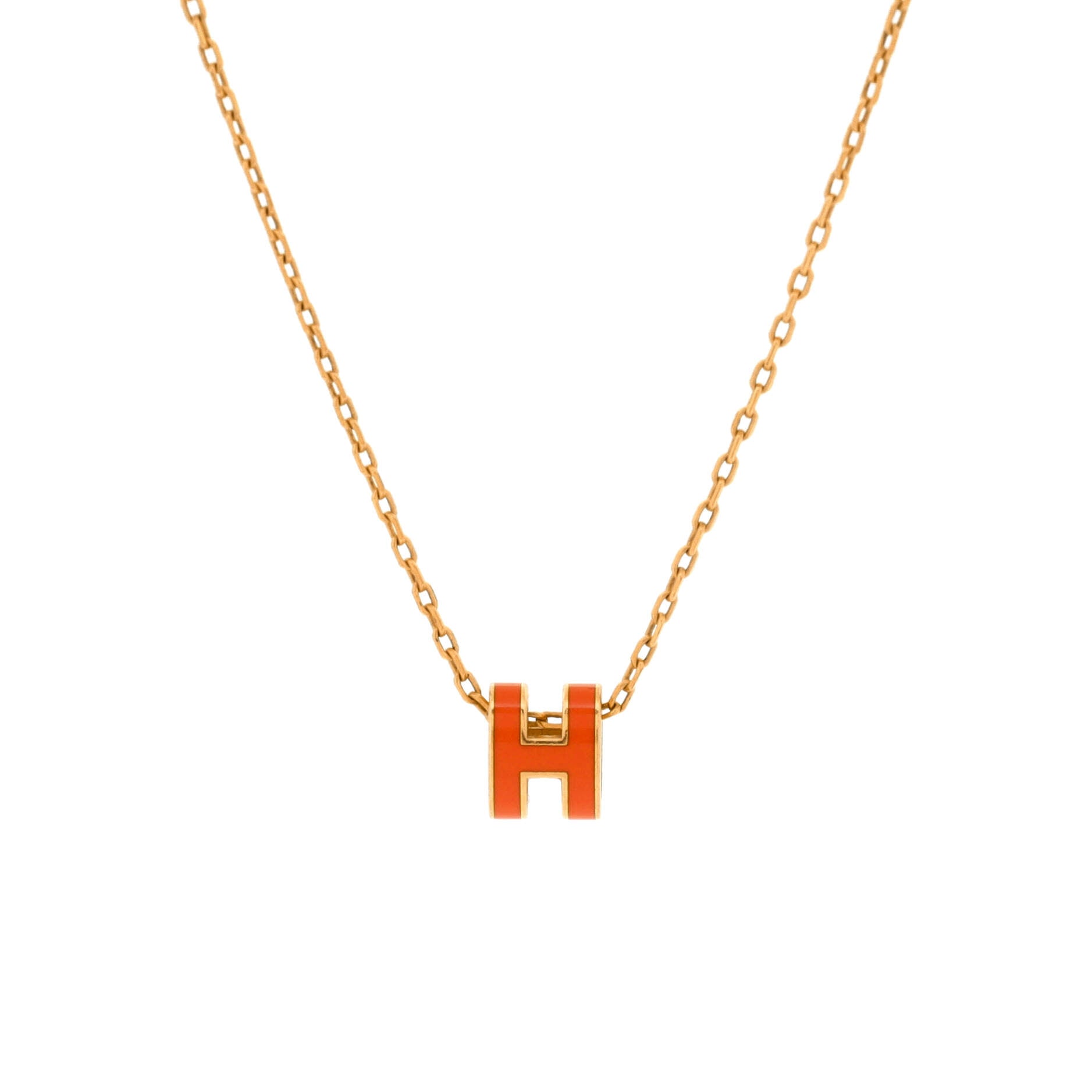 Pop H Pendant Chain Necklace Metal and Enamel Mini