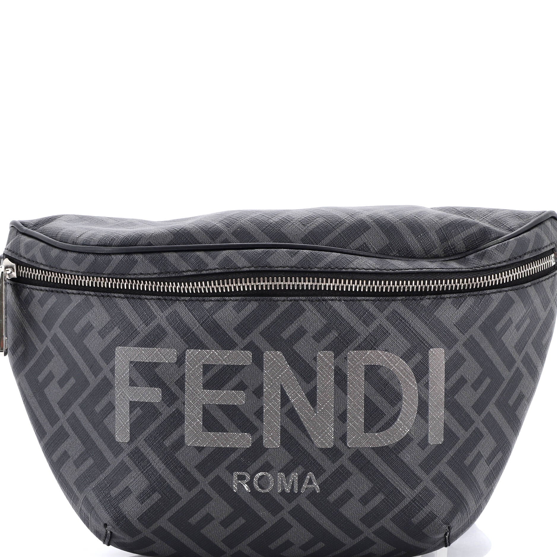 FF 1974 Logo Waist Bag Zucca Coated Canvas Medium