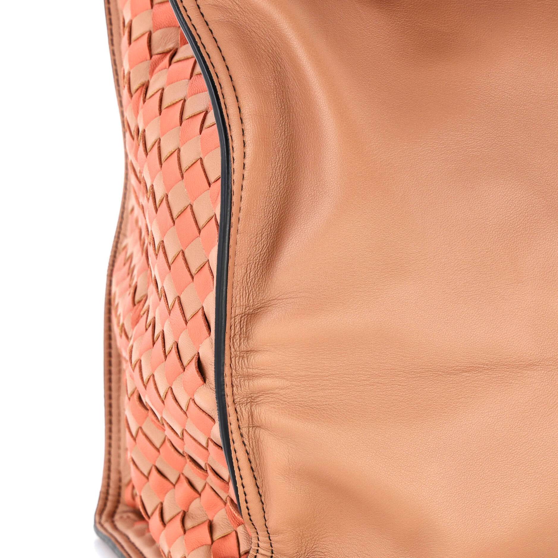 Palio Fold Over Tote Colorblock Nappa Leather With Intrecciato Detail