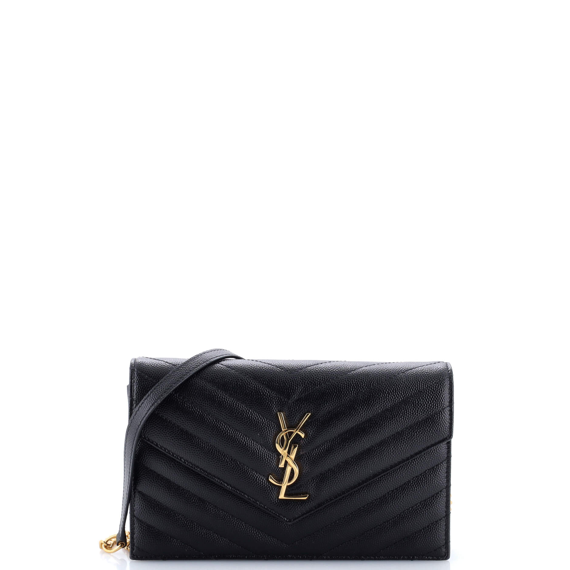 Classic Monogram Wallet on Chain Matelasse Chevron Leather Small