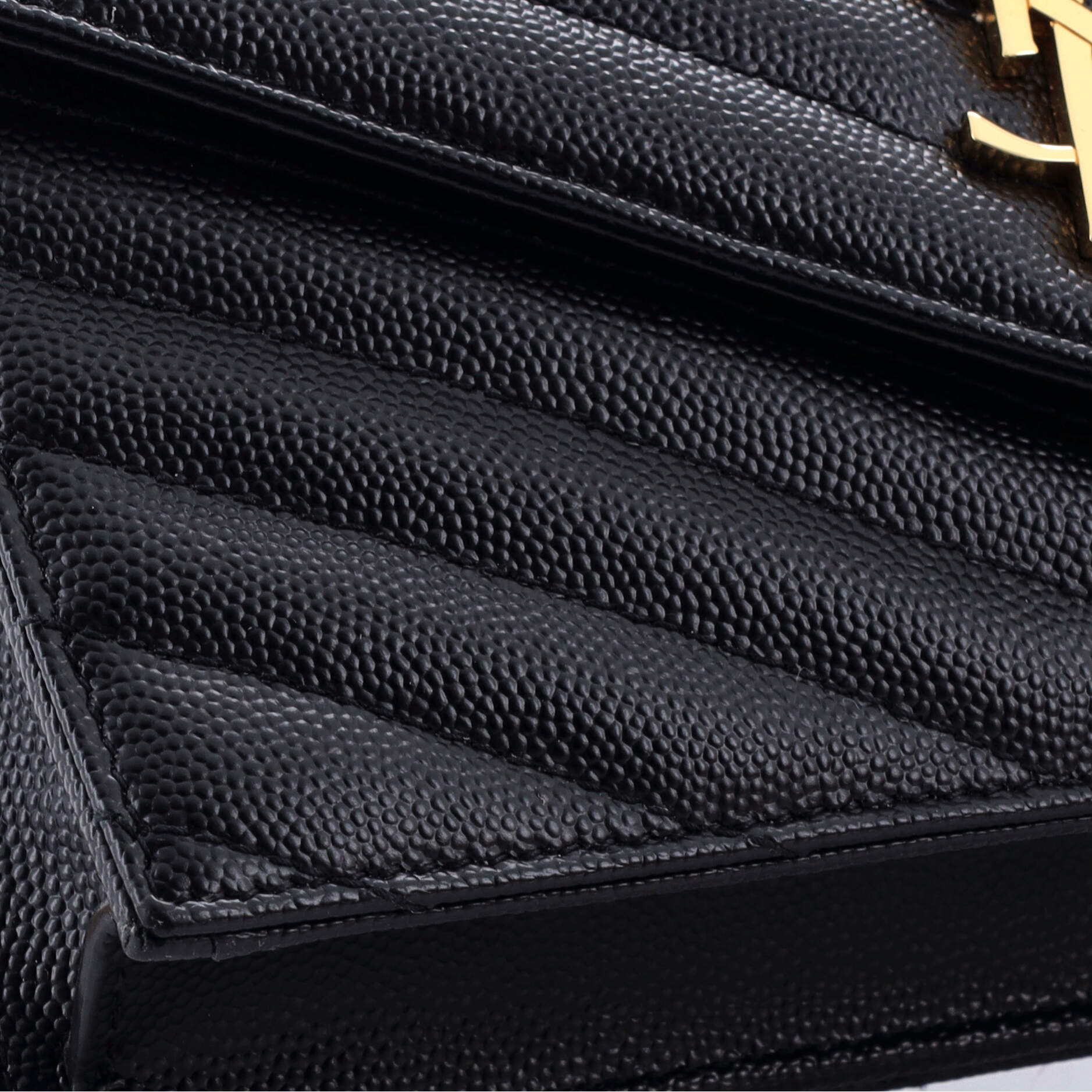Classic Monogram Wallet on Chain Matelasse Chevron Leather Small