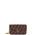 F is Fendi Envelope Clutch on Chain Zucca Embossed Leather
