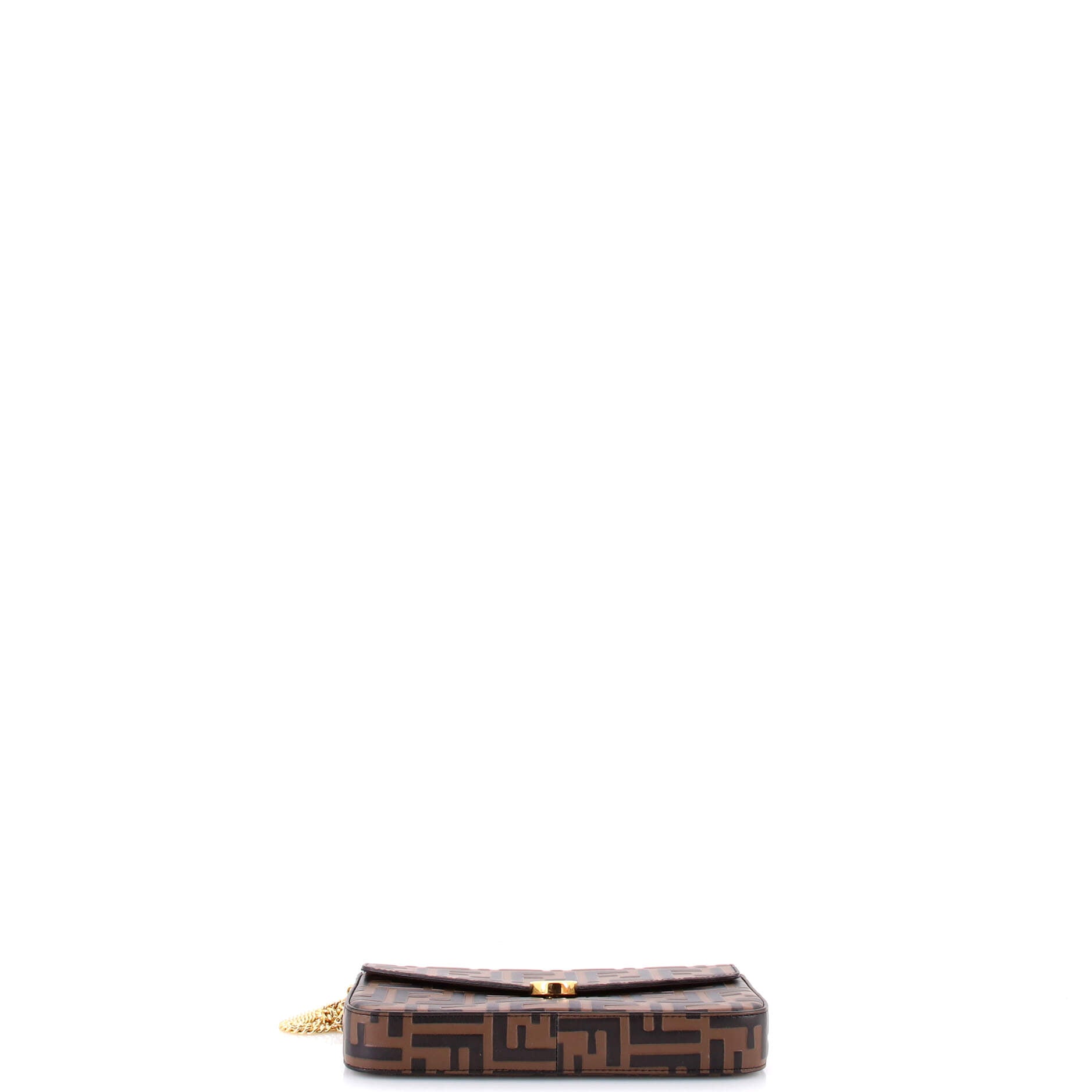 F is Fendi Envelope Clutch on Chain Zucca Embossed Leather