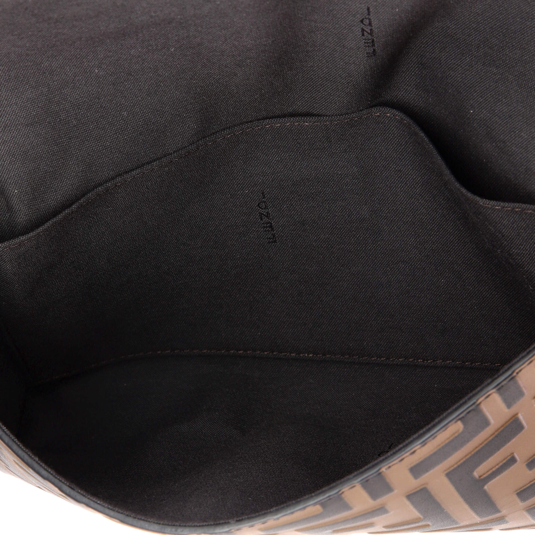 F is Fendi Envelope Clutch on Chain Zucca Embossed Leather