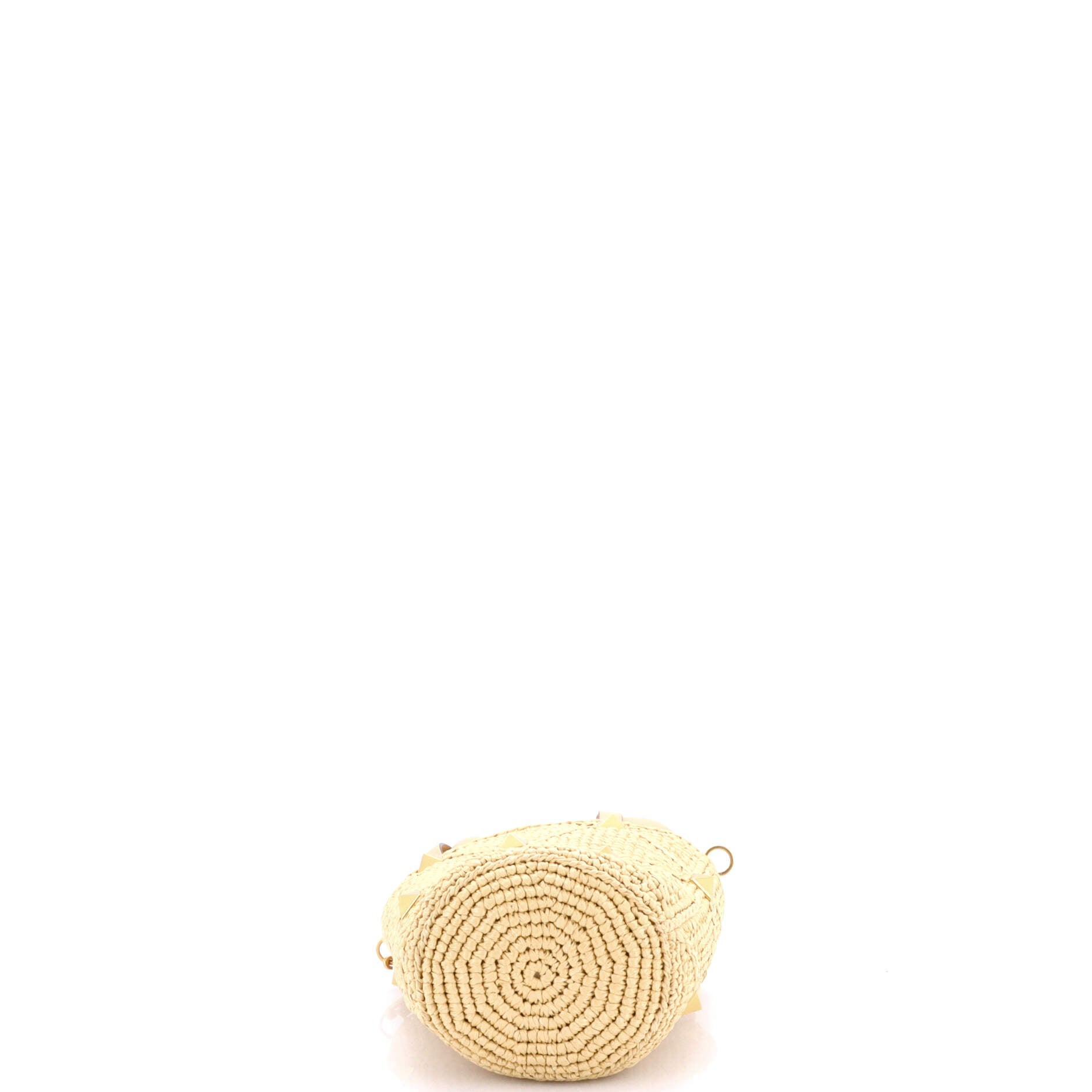Roman Stud Bucket Bag Raffia and Leather