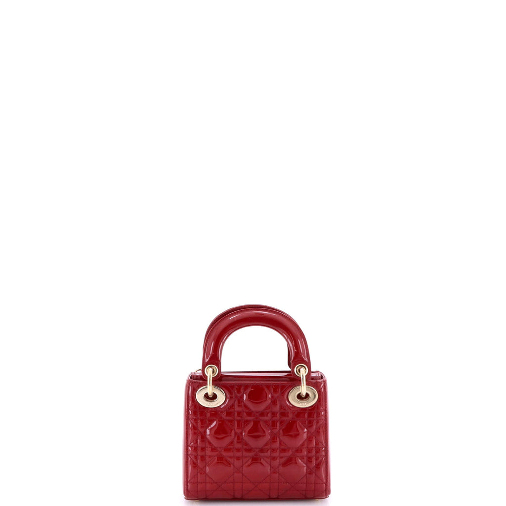 Lady Dior Chain Bag Cannage Quilt Patent Mini