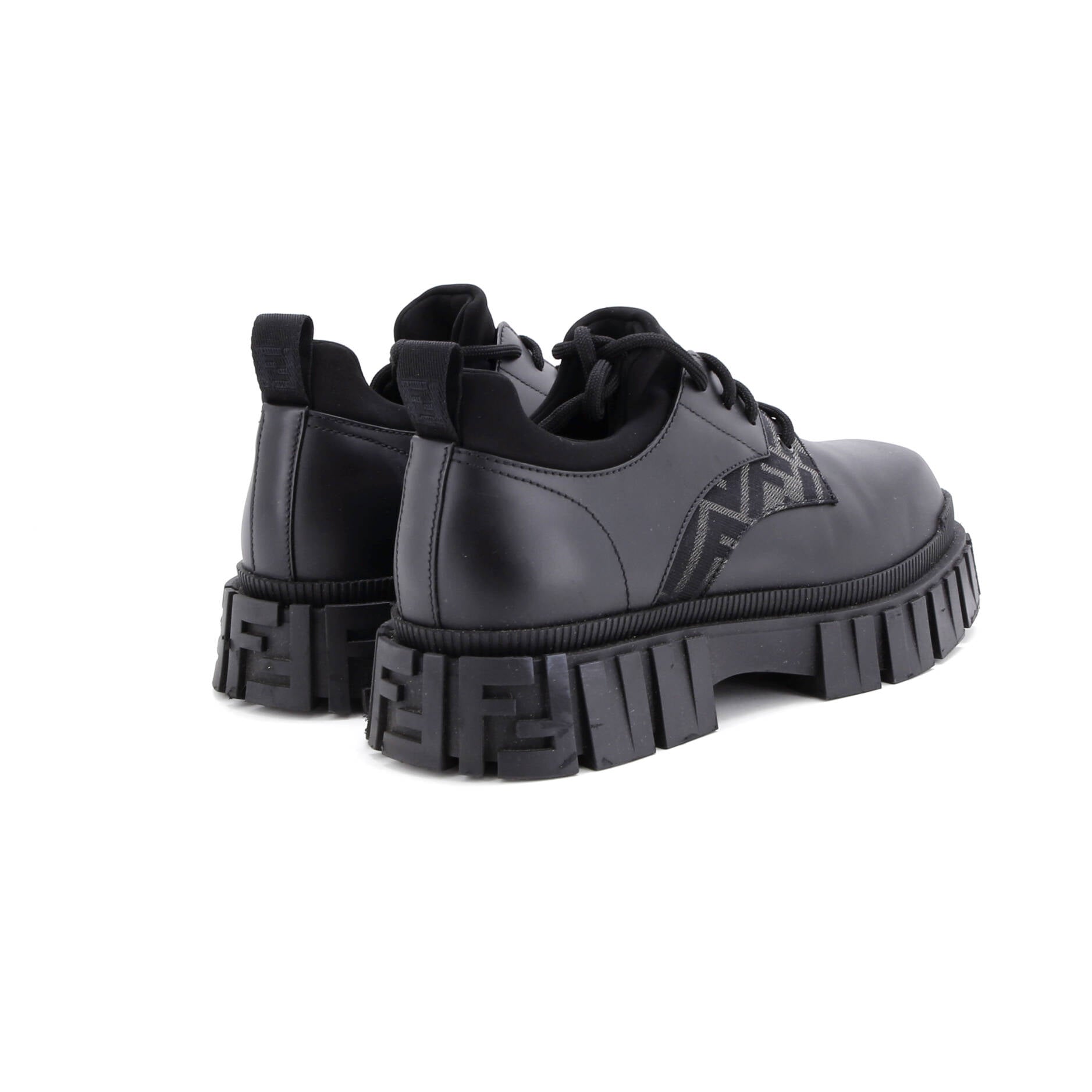 Fendi Force Oxfords Leather with Zucca Jacquard